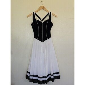 Curtain Call Dance Costume Dress Womens Size ASM Small Black Velvet With White